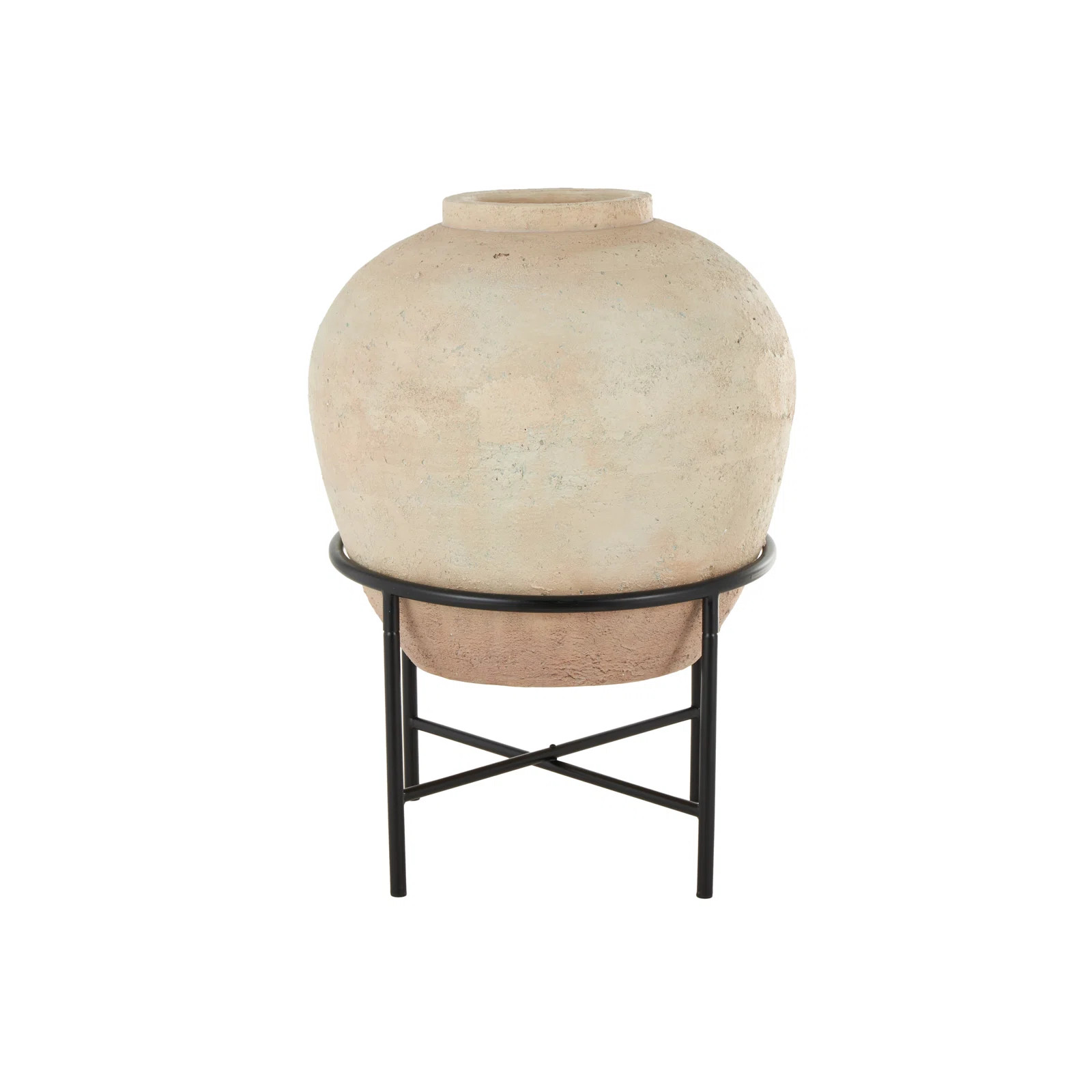 Cole And Grey Magnesium Oxide Wide Decorative Vase With Black Metal Stand | Wayfair North America