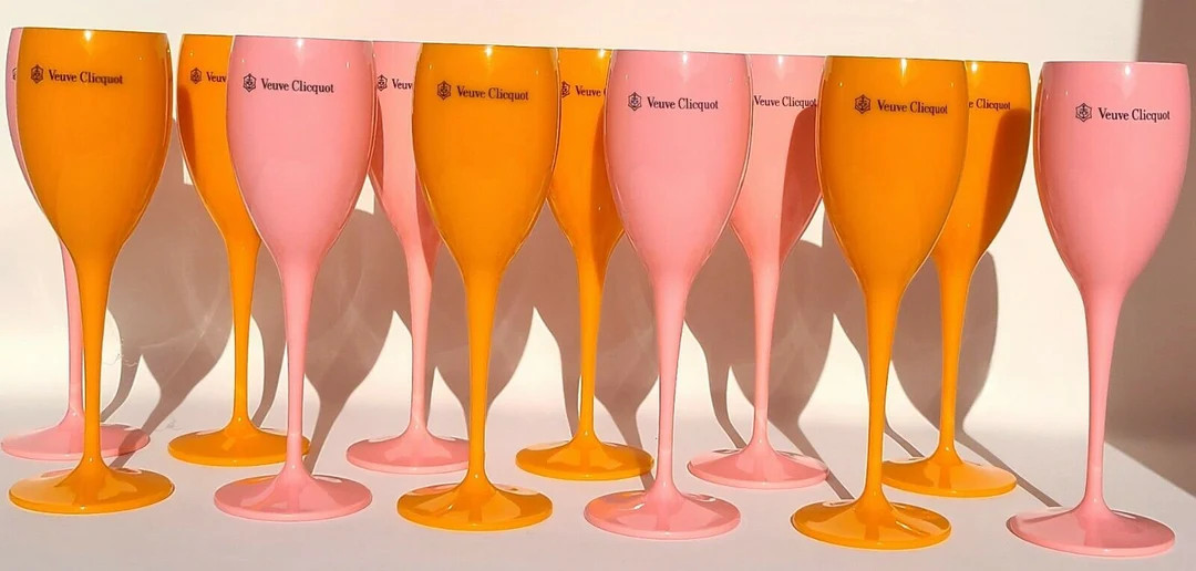 12 Veuve Clicquot Champagne Pink and Orange Party Flutes - Etsy | Etsy (US)