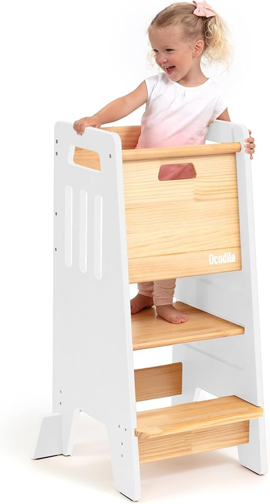 OCODILE Toddler Tower with a Sliding Door and 3 Adjustable Heights - Safe Toddler Kitchen Stool H... | Amazon (US)