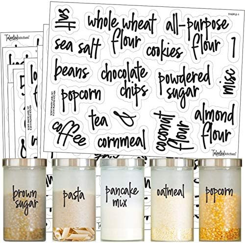 Talented Kitchen 157 Script Pantry Labels – 157 Mega Set – Food Label Sticker, Water Resistan... | Amazon (US)
