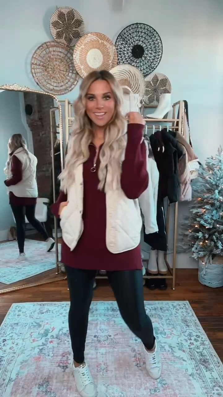 Best selling Amazon leggings😳 These leggings are going to be your go to for a dressed up look or worn casual, they are a great designer inspired look for a fraction of the cost! This whole outfit is from Amazon. Leggings outfit, Amazon outfit, Amazon finds, cozy outfit, winter outfit, vest

#LTKfitness #LTKfindsunder50 #LTKSeasonal