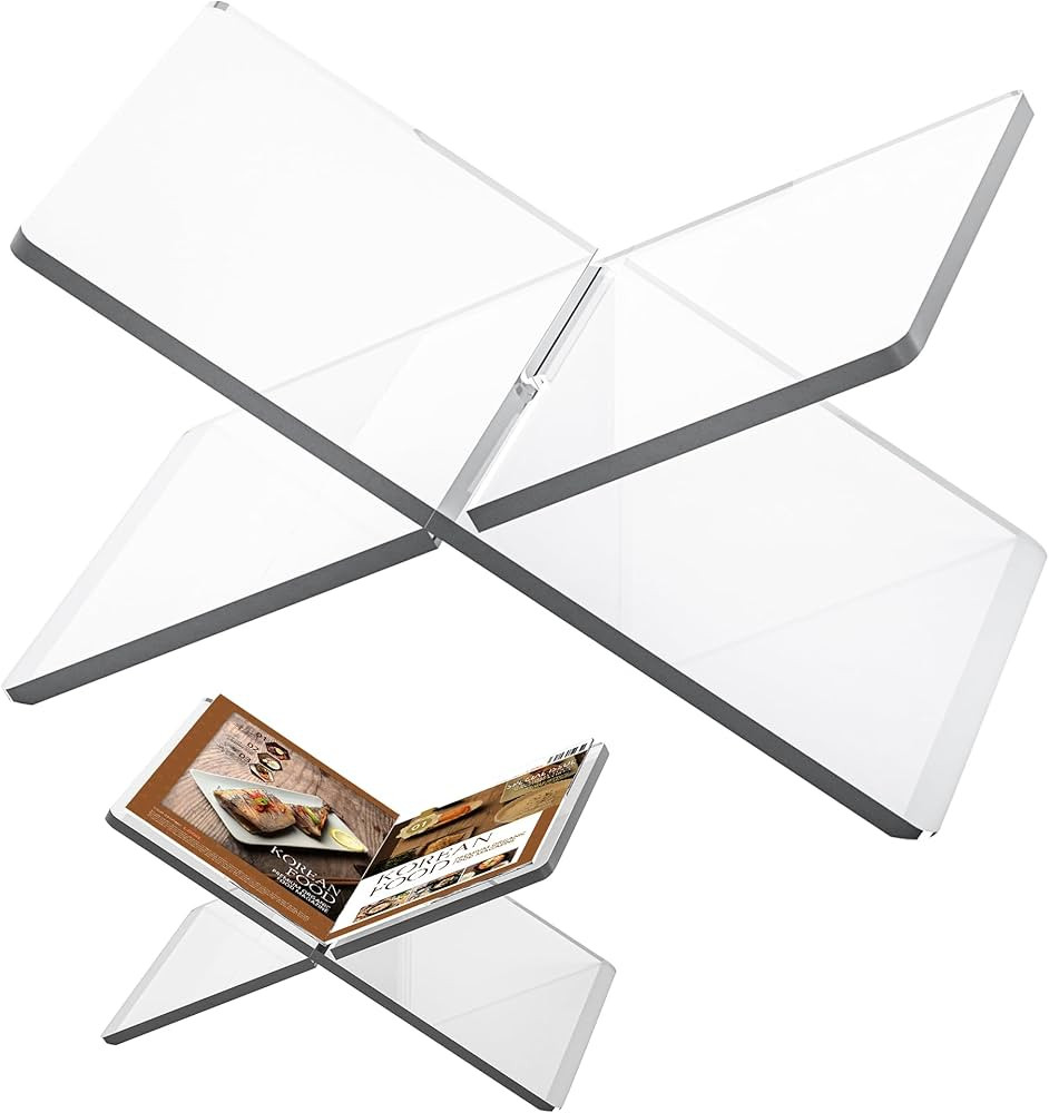 Dingelex Clear Acrylic Book Stand, Clear Desk Book Display Holder Reading Stand for Displaying Co... | Amazon (US)