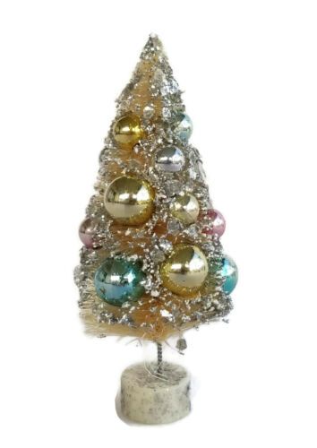 BOTTLE BRUSH Vintage CHRISTMAS TREE White Glitter Mercury Ball Ornaments 5¼ inch  | eBay | eBay US