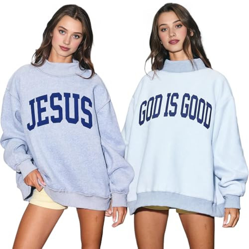 MUST PRIDE God is Good Sweatshirt for Women Reversible Mockneck Personalized Christian Hoodies God Oversized Sweatshirts for Men (God is Good) | Amazon (US)