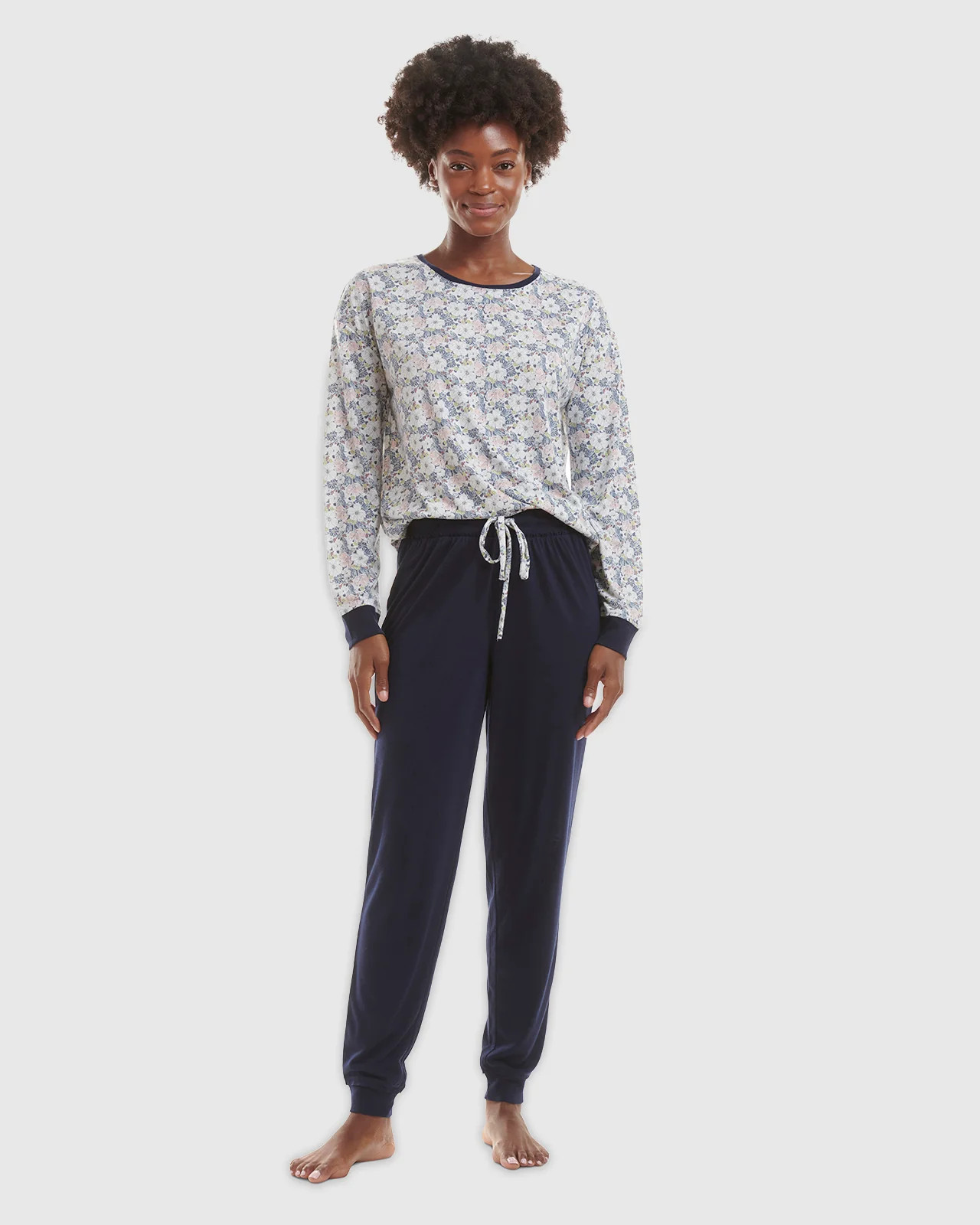 Navy Floral Pullover Jogger PJ Set | Splendid