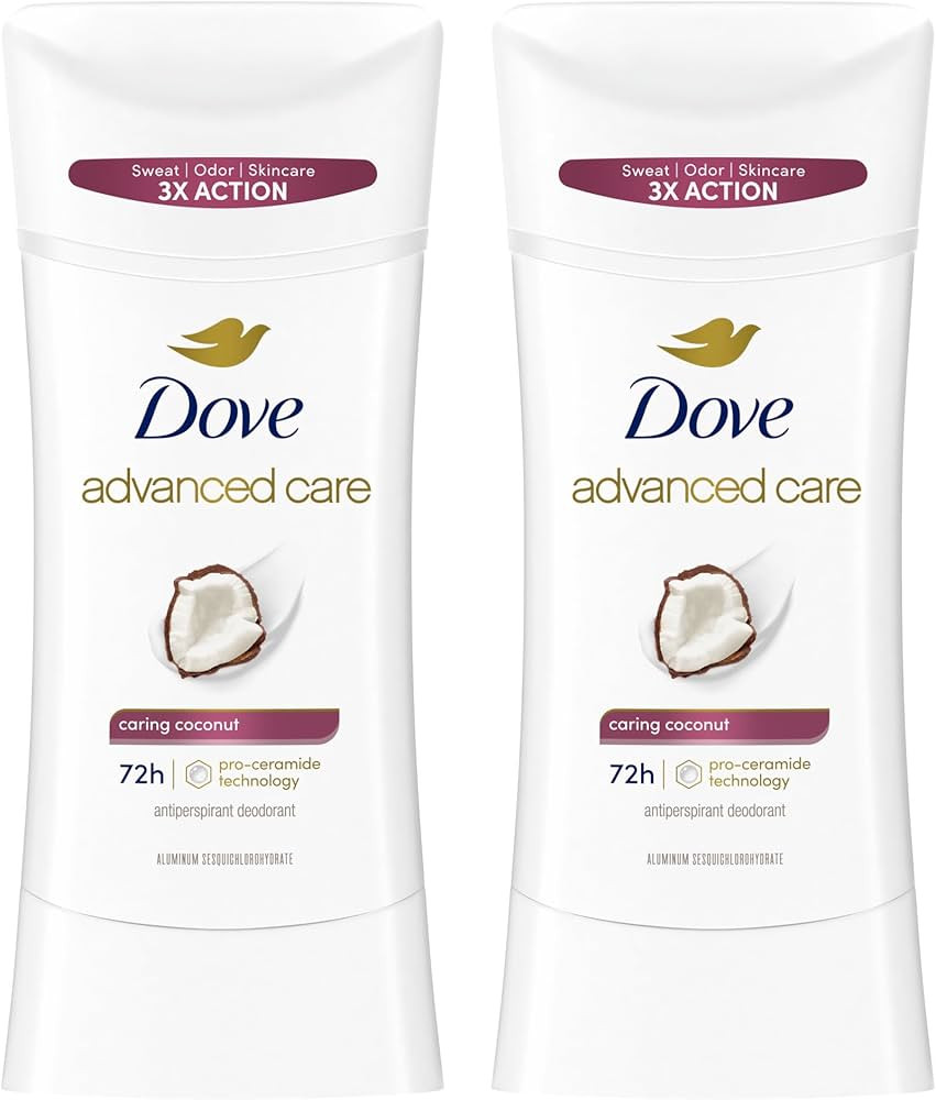 Dove Advanced Care Antiperspirant Caring Coconut, 2 Count Deodorant Stick for Women, for 48 Hour ... | Amazon (US)