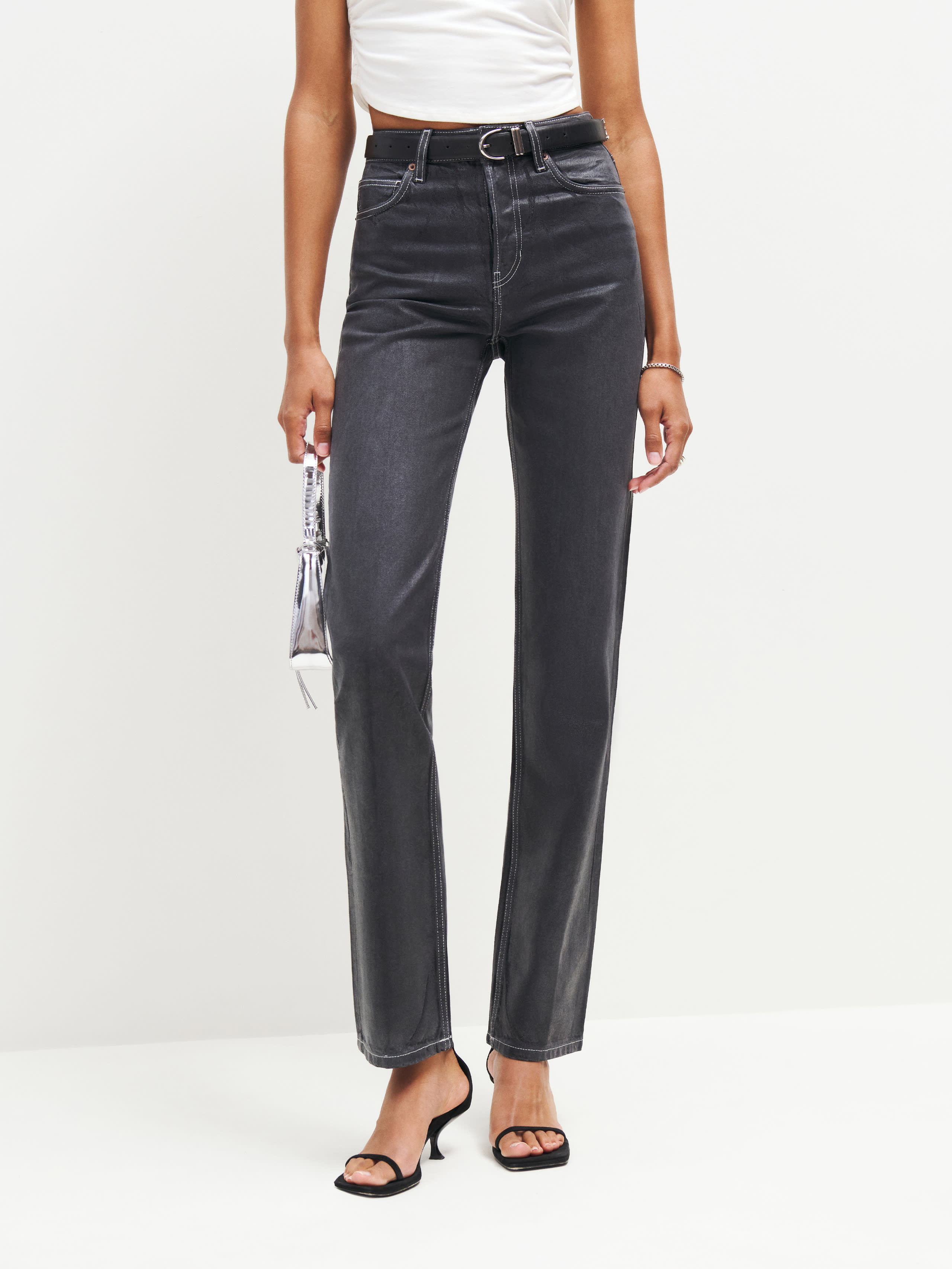 Cynthia High Rise Straight Long Jeans | Reformation (Global)
