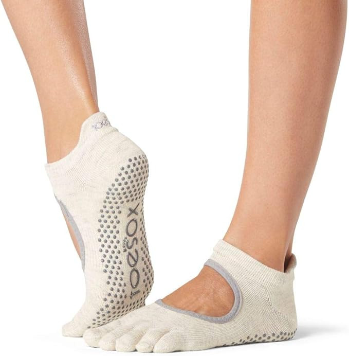 toesox Women's Bellarina Non Slip Full Toe Grip Yoga Socks – Anti Slip Non Skid Pattern for Bar... | Amazon (US)