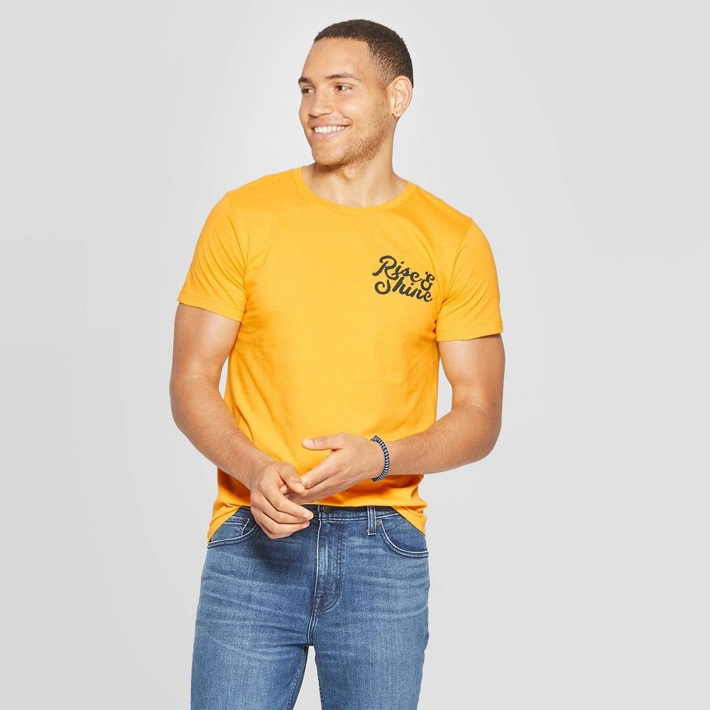 Men's Standard Fit Short Sleeve Crew Neck T-Shirt - Goodfellow & Co Squash XL, Men's, Size: XL, Yell | Target