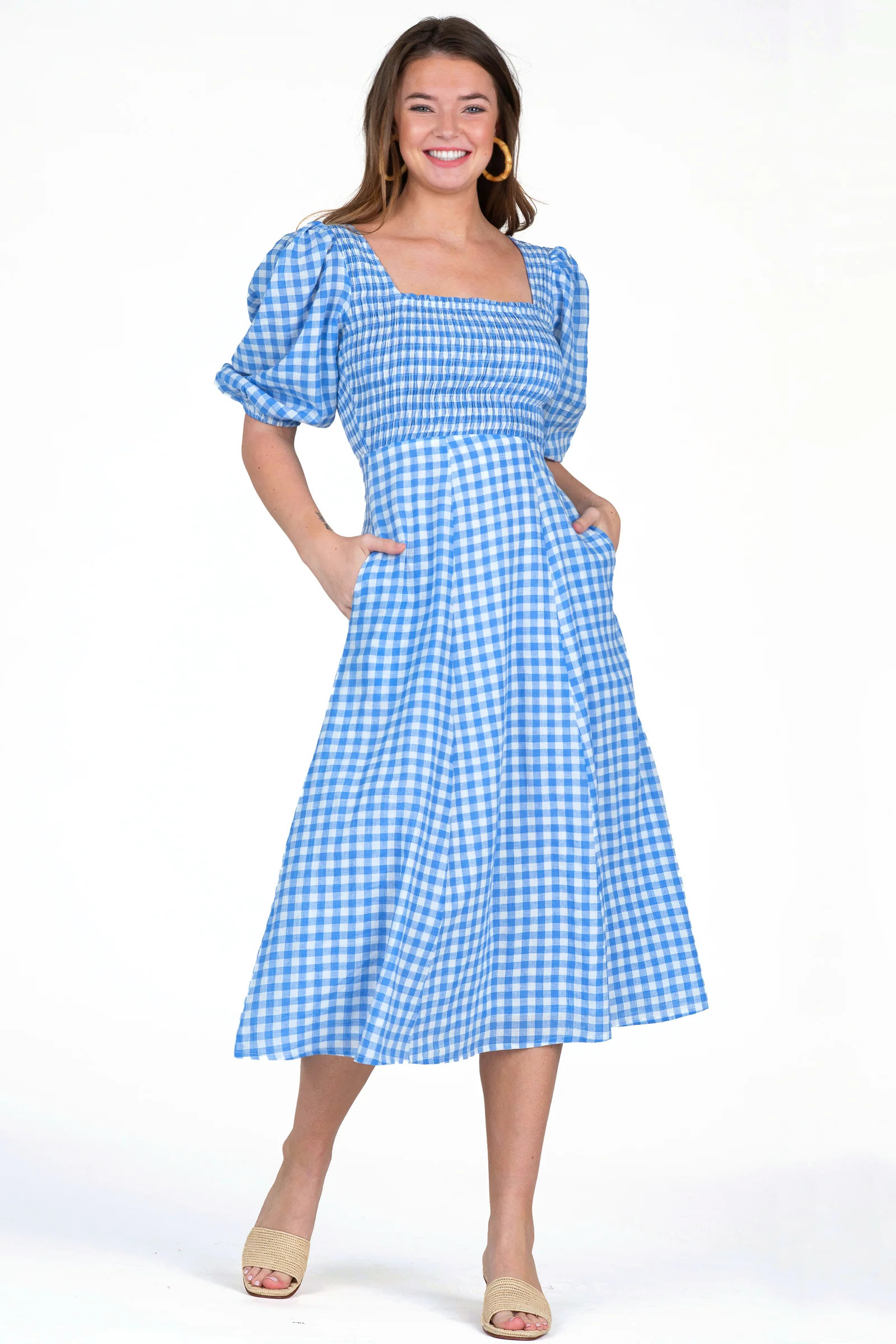 Bridget Dress in Riviera Gingham | Olivia James The Label