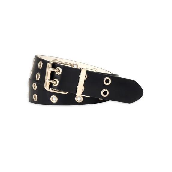 No Boundaries Women's Double Grommet Reversible Belt, Black/White | Walmart (US)