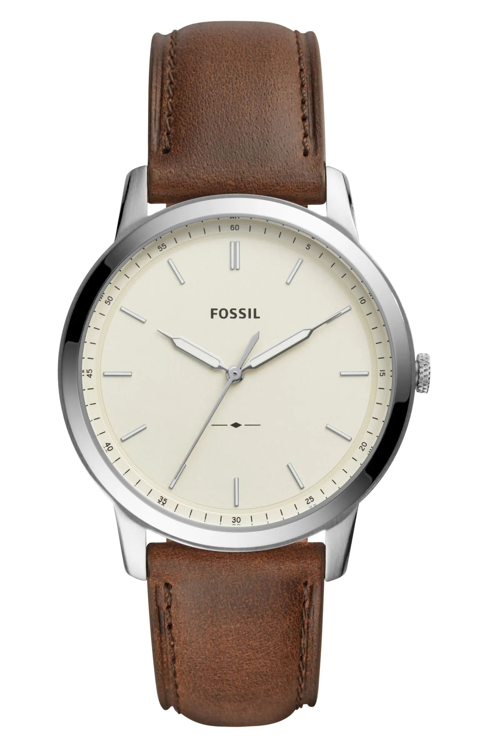 Minimalist Leather Strap Watch, 44mm | Nordstrom