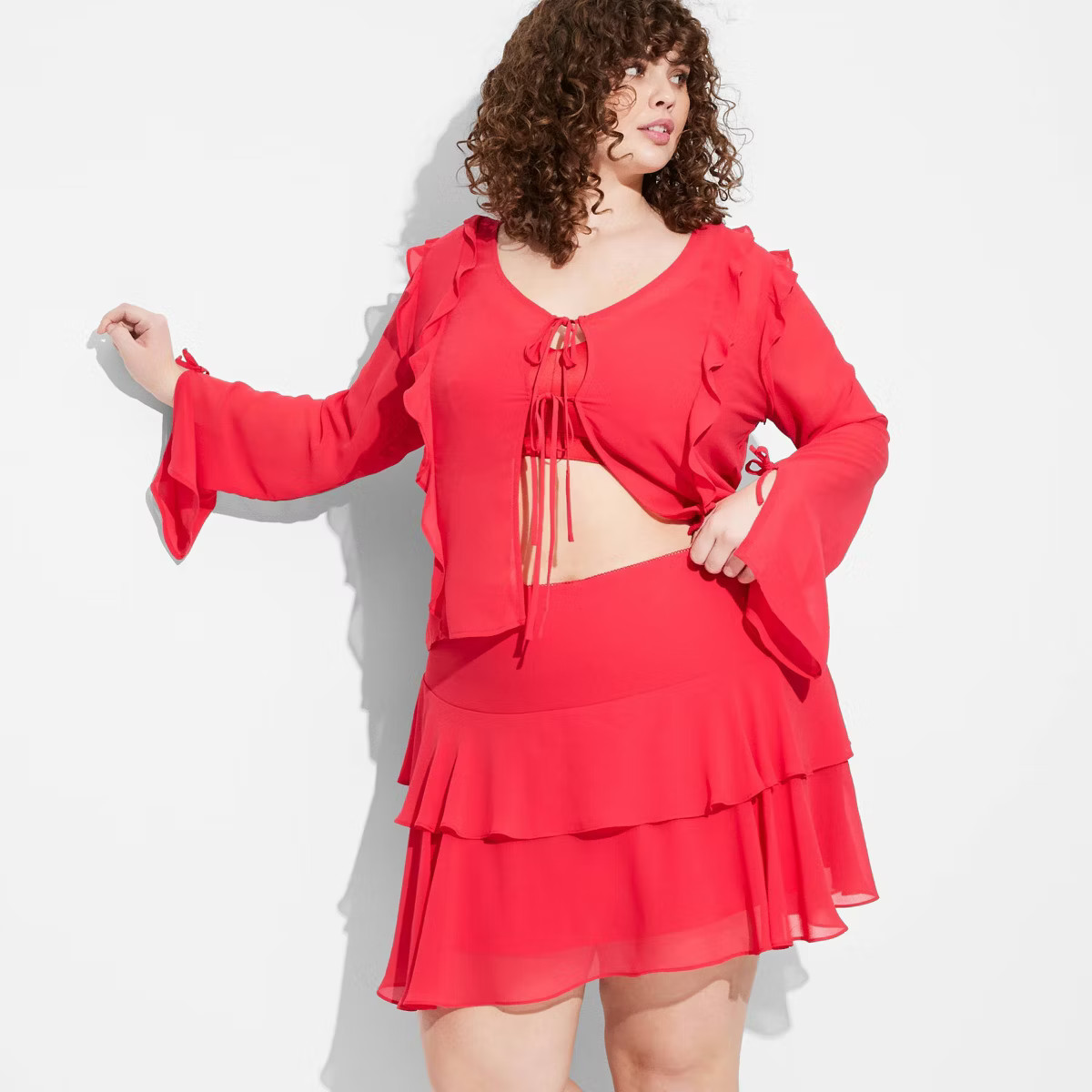 Women's Tiered Chiffon Mini A-Line Skirt - Wild Fable™ Red | Target