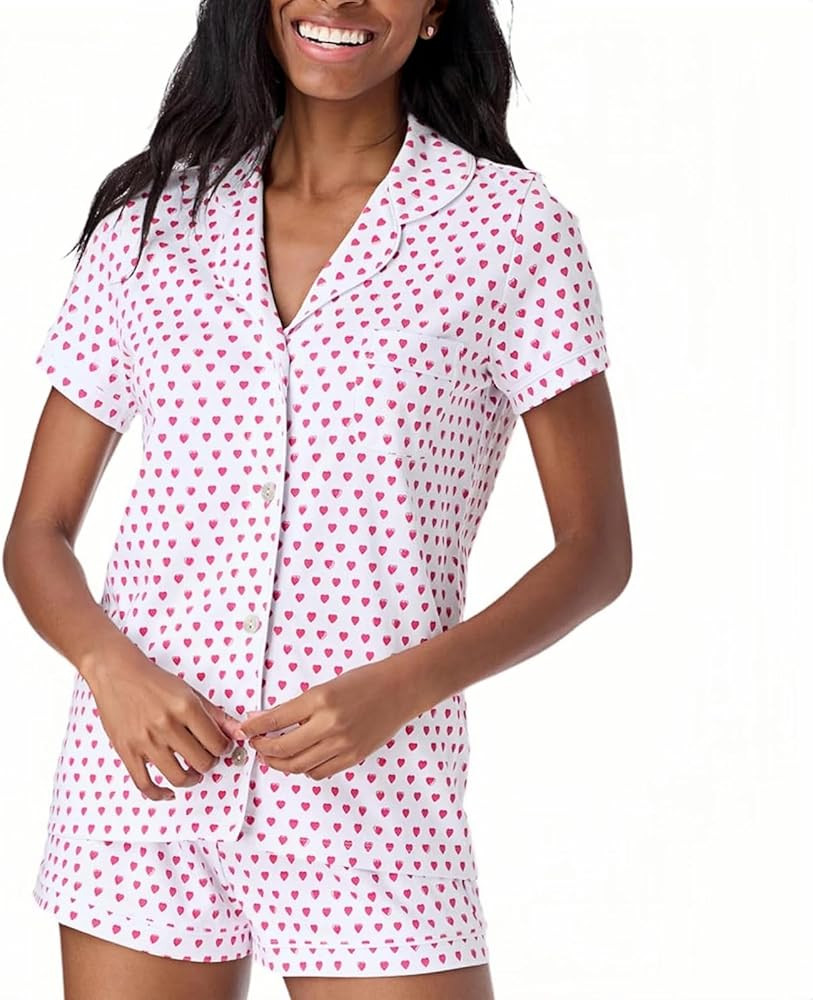 Womens Pajamas Set Button Down 2 Piece Cute Monkey Bunny Y2k Preppy Heart Pjs Sets Lounge Comfy S... | Amazon (US)