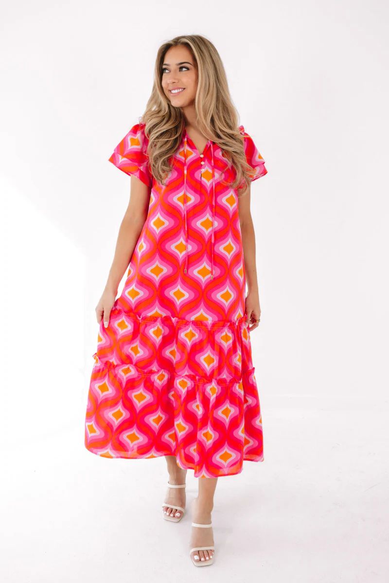 The Quinn Ruffle Sleeve Midi Dress | J.Marie
