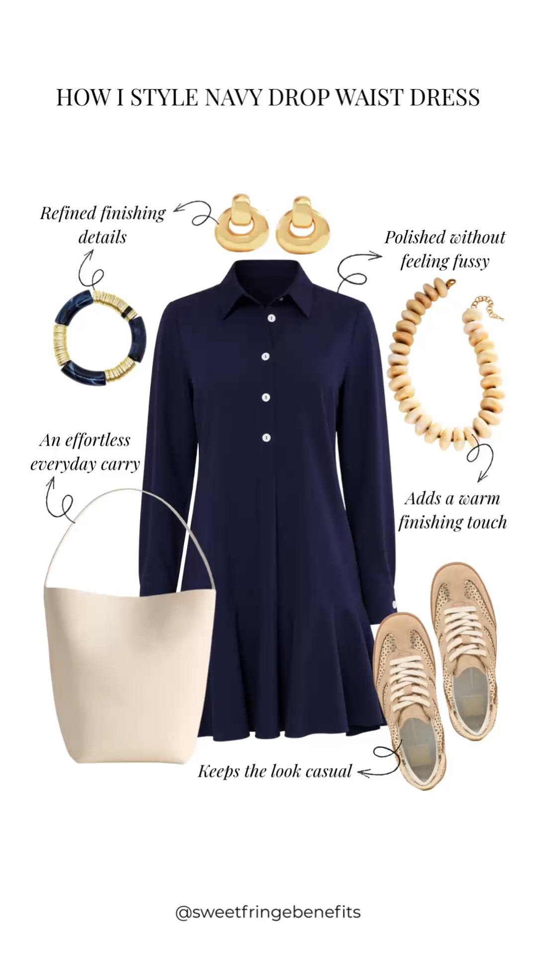 There’s something about a navy shirt dress that always feels right to me, especially when it can go from sneakers to something a little dressier. This drop waist gives it a relaxed feel without looking too casual.

#LTKgrwm #LTKdayinmylife #LTKootd