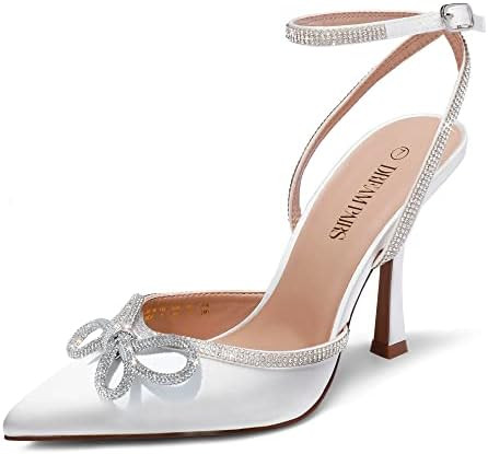 DREAM PAIRS Women's High Heels Destiny Closed Toe Strappy Heels Sexy Rhinestone Ankle Strap Pumps... | Amazon (US)
