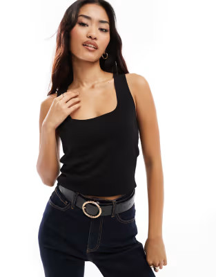 Mango square neck knitted vest in black | ASOS | ASOS (Global)