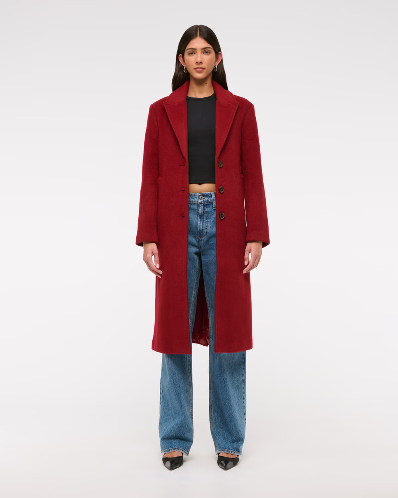 Wool-Blend Tailored Topcoat | Abercrombie & Fitch (US)