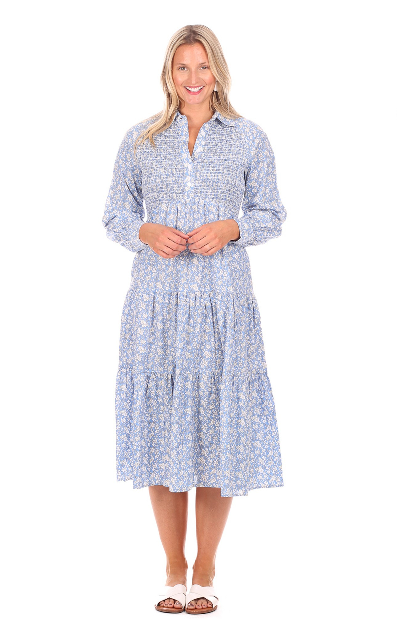 Stephanie Dress in Blue Floral | Duffield Lane