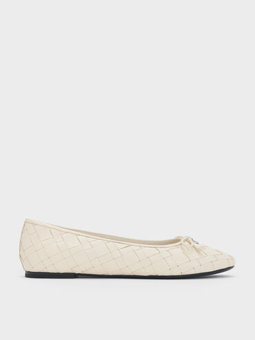 Woven Bow Ballet Flats
    
         - Chalk | Charles & Keith US