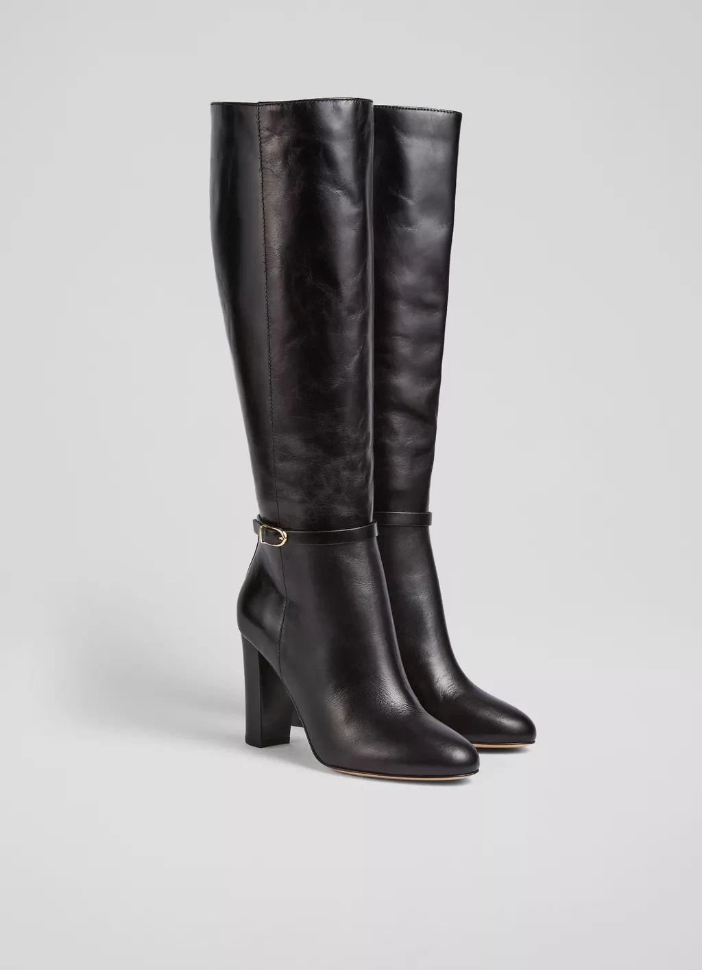 Morgan Black Leather Knee-High Boots | L.K. Bennett (UK)