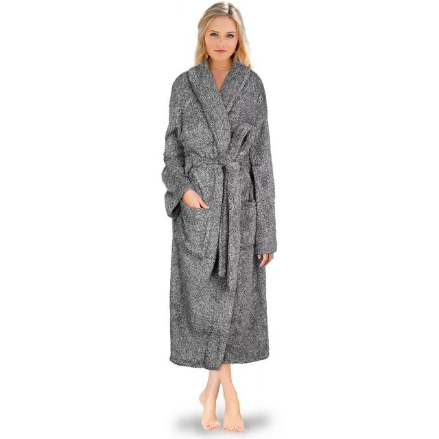 PAVILIA Premium Women Plush Soft Robe Fluffy Warm Fleece Sherpa Shaggy Bathrobe (S/M, Heather Gra... | Walmart (US)