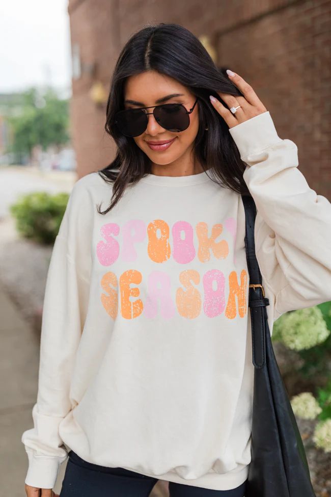 Spooky Season Cream Oversized Graphic Sweatshirt | Pink Lily