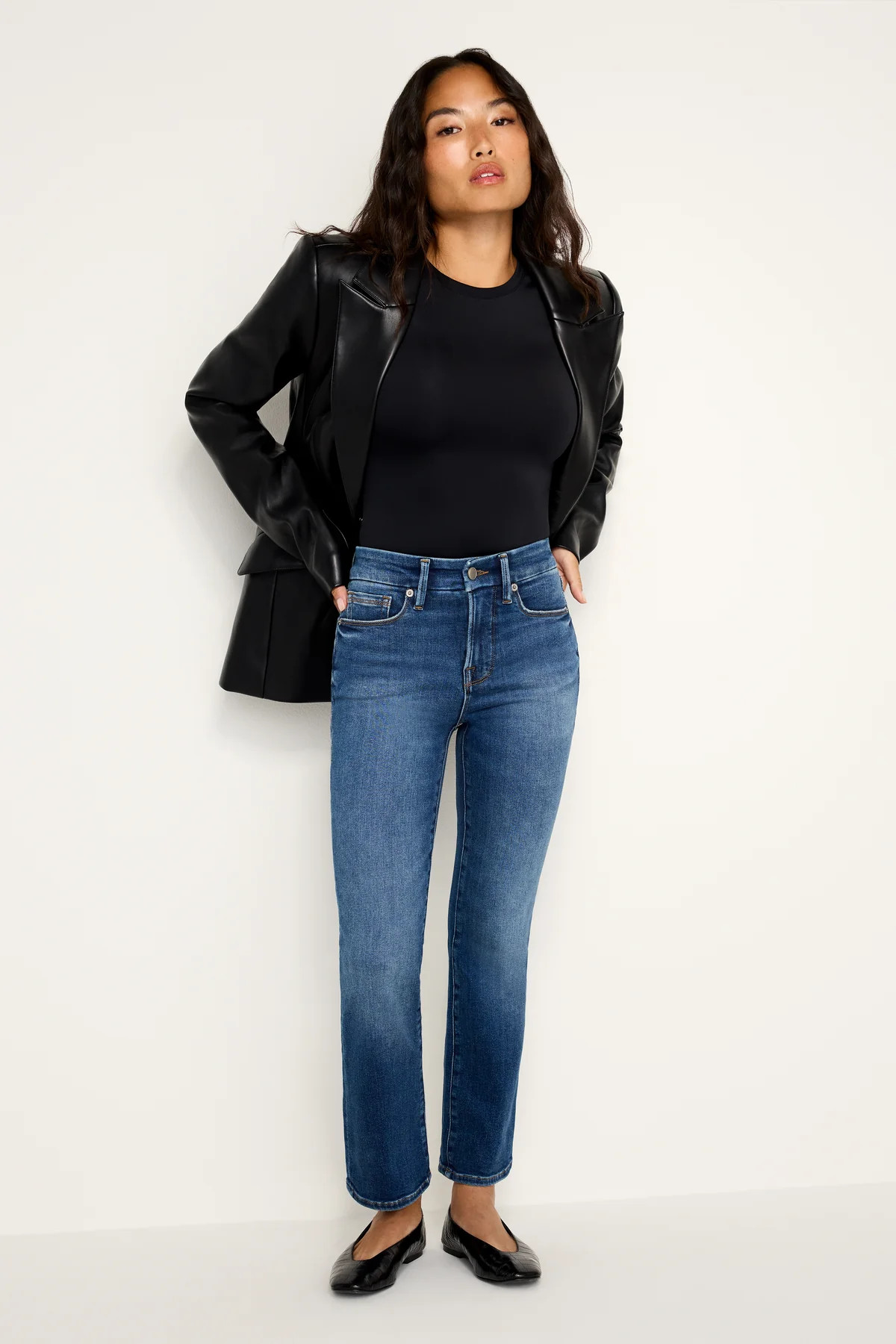 GOOD PETITE STRAIGHT COMPRESSION JEANS | INDIGO625 - GOOD AMERICAN | Good American