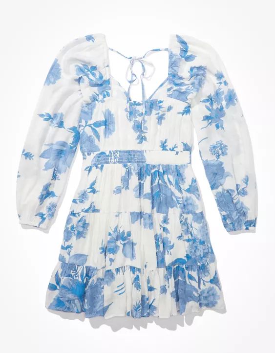 AE Floral Wrap-Front Mini Dress | American Eagle Outfitters (US & CA)
