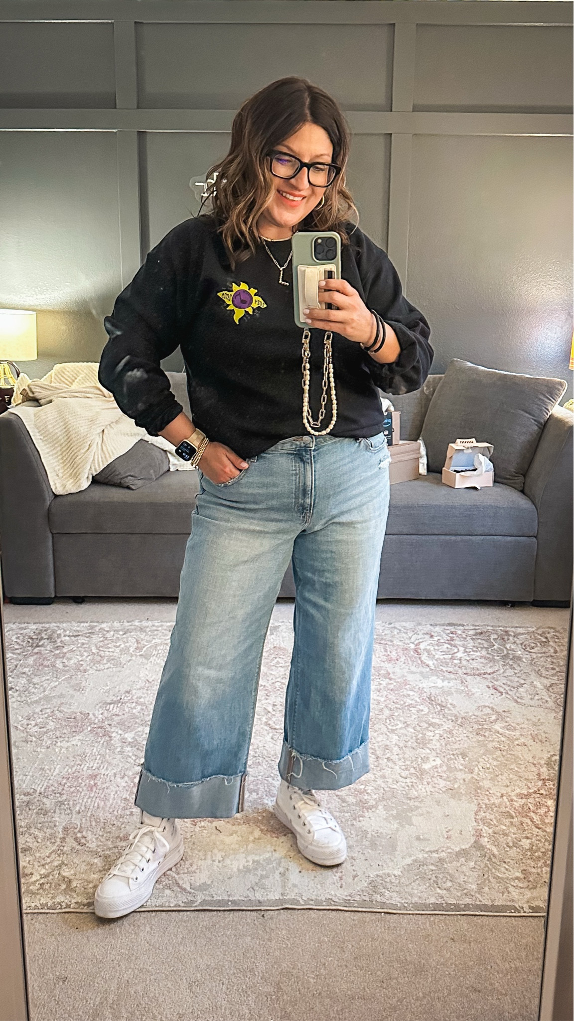 Today’s Spirit Day ‘fit
AE stovepipe jeans (14 short)
High top converse
Use code AEEXTRA25 for 25% off these jeans

#LTKMidsize #LTKSaleAlert #LTKOver40