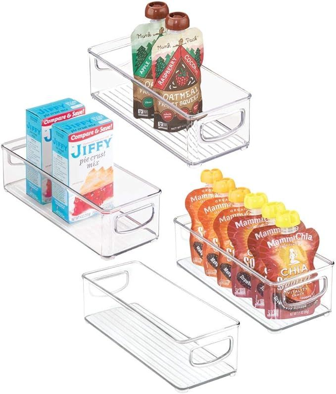mDesign Stackable Plastic Food Storage Bin with Handles for Kitchen Pantry, Cabinet, Refrigerator... | Amazon (US)