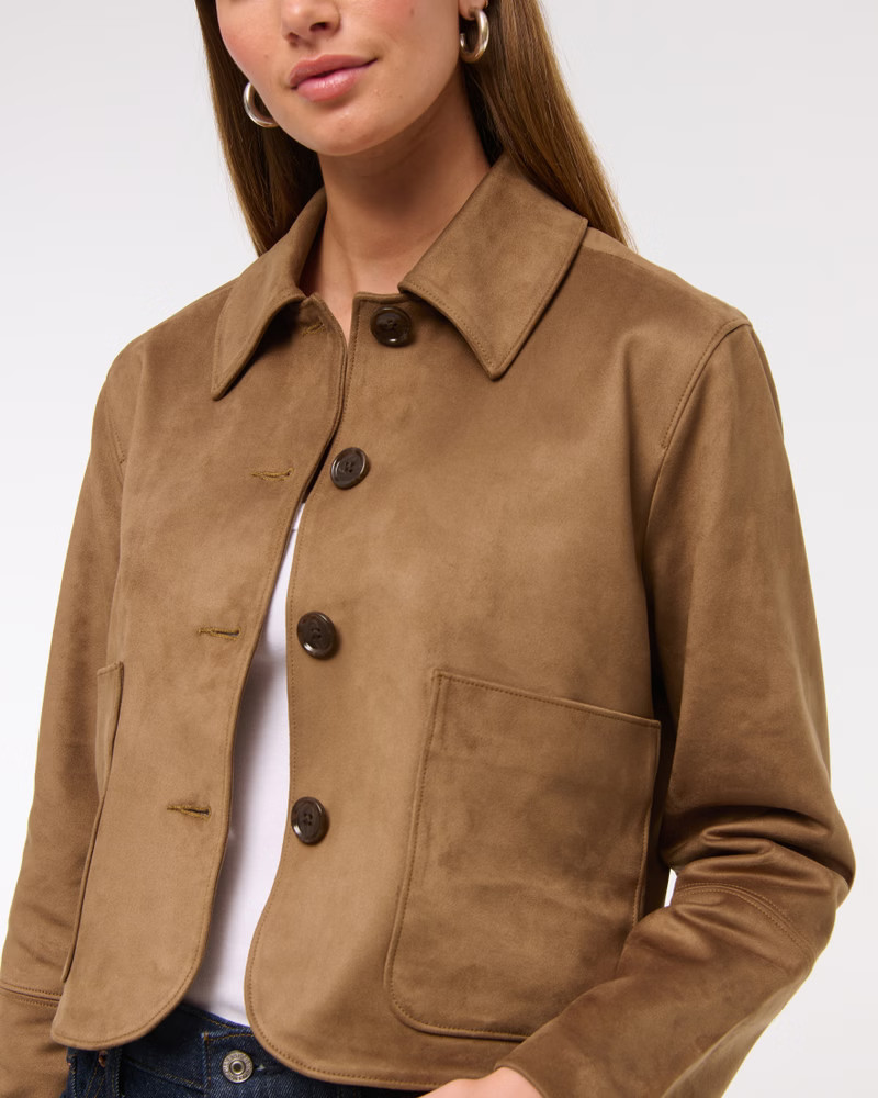Vegan Suede Button-Through Jacket | Abercrombie & Fitch (UK)