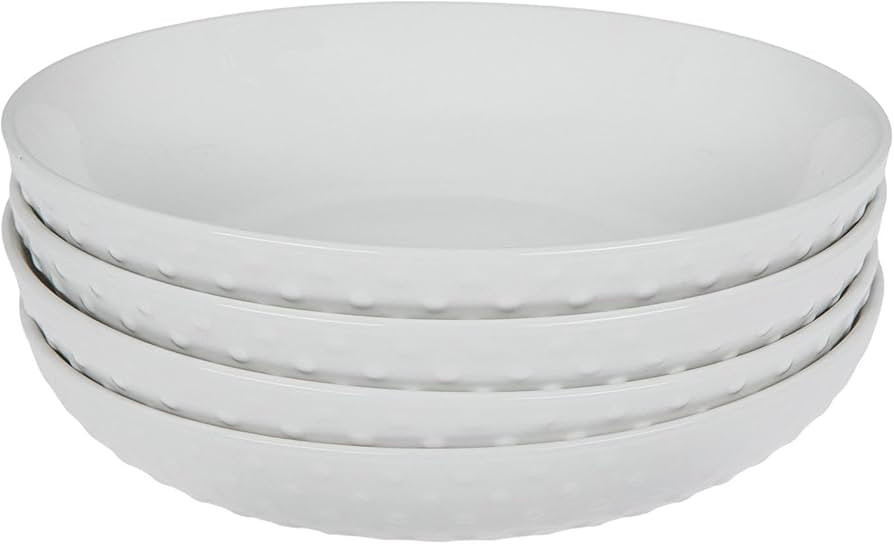 Hobby Lobby Hobnail Ceramic Dinnerware, White Glossy Finish, Set of 4 (9" Pasta Bowl) | Amazon (US)