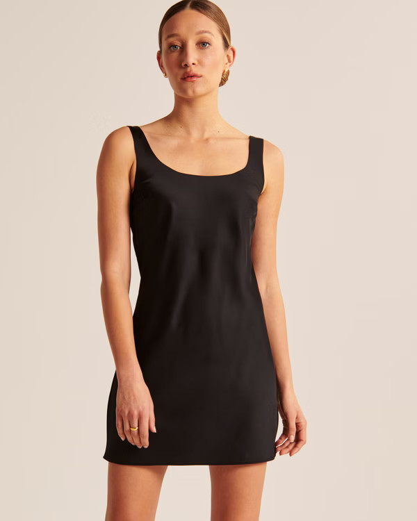 Satin High-Neck Shell Mini Dress | Abercrombie & Fitch (US)