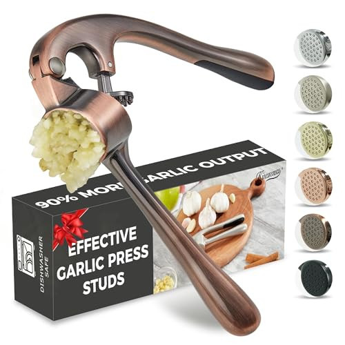 Premium Garlic Press, Professional Garlic Mincer, Easy to Squeeze and Clean, Rust Proof & Dishwasher Safe, Efficient Ginger Crusher - Antique Copper | Amazon (US)