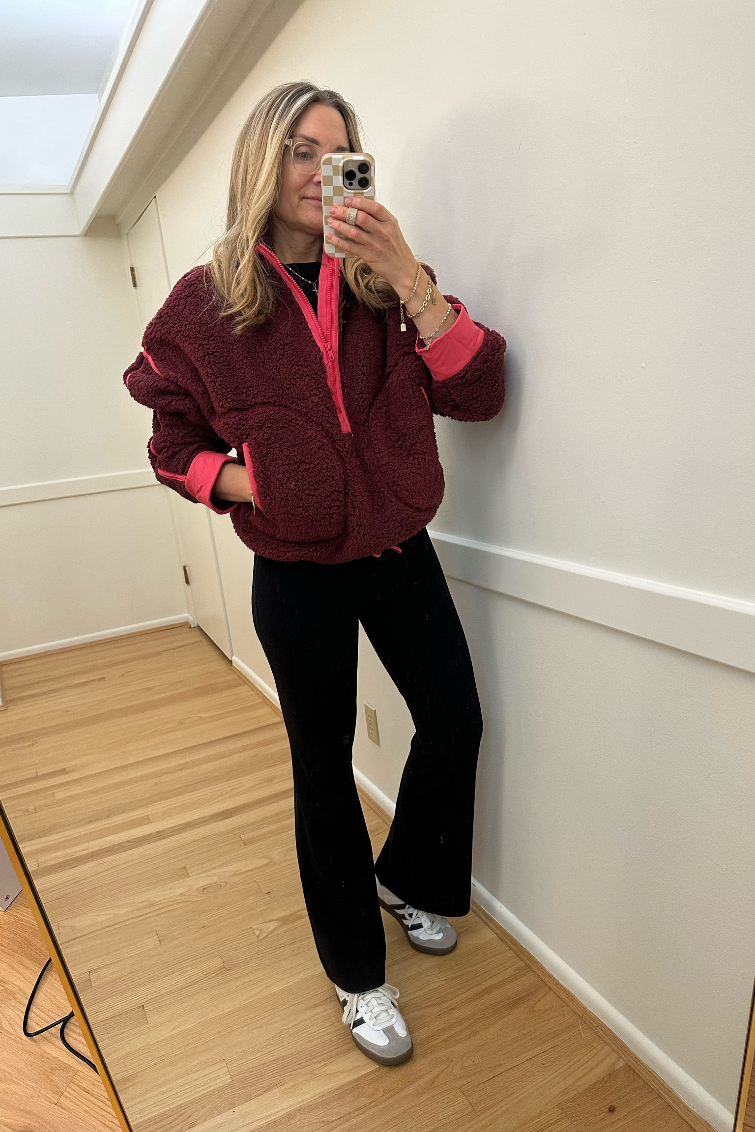 Road trip outfit! Cozy and comfy fall outfit, kohls pullover fleece, black flare leggings, adidas sambas. Weekend outfit  

#LTKFindsUnder50 #LTKFitness #LTKSaleAlert