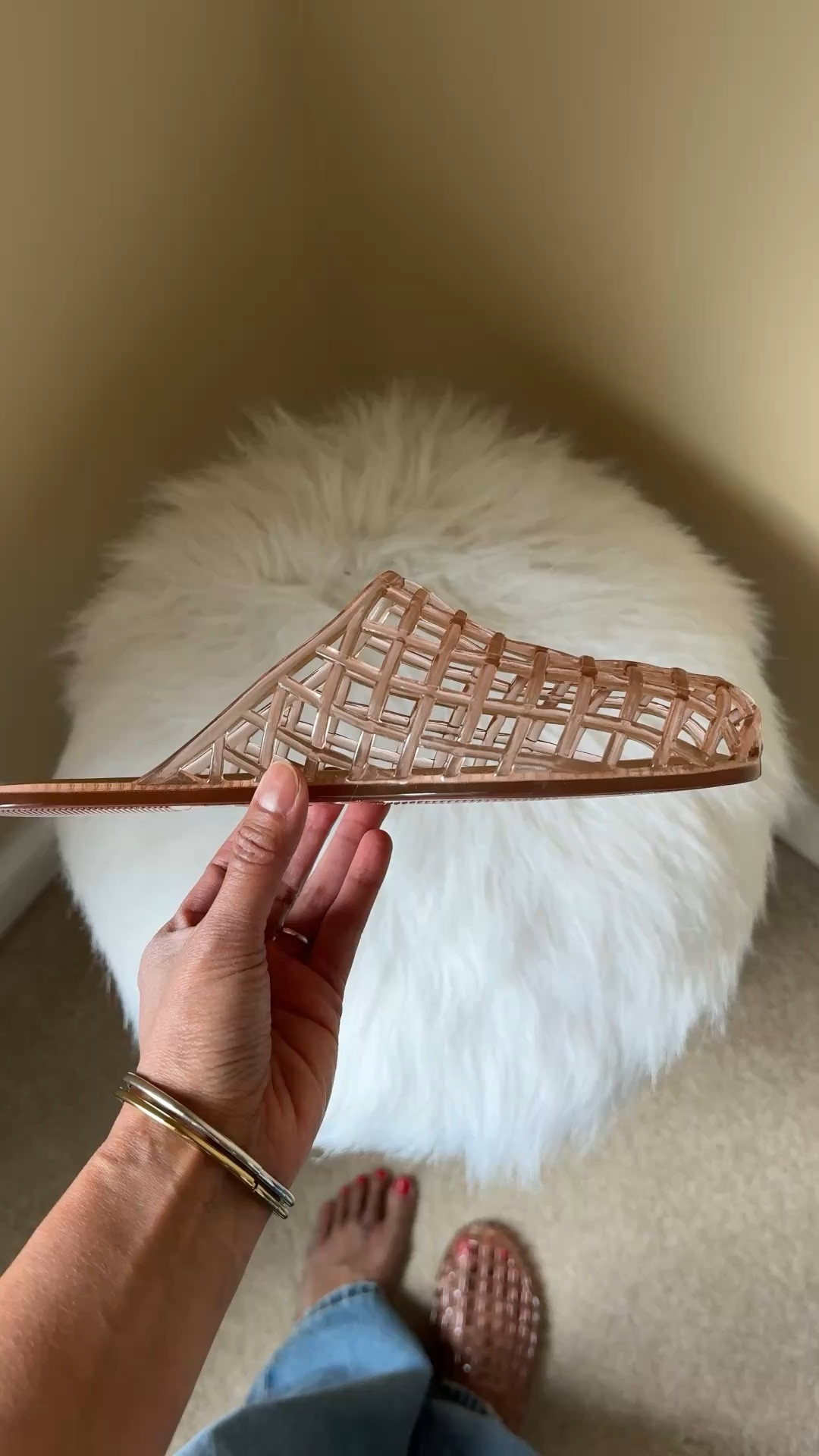 Jelly shoes. Spring shoes. Jelly flats. Jelly mules. 
Memory foam flexible sole makes them comfy!  True to size. This is the pink color, which looks more like a blush toned neutral. Also comes in clear. 
Designer inspired look for less  

#LTKOver40