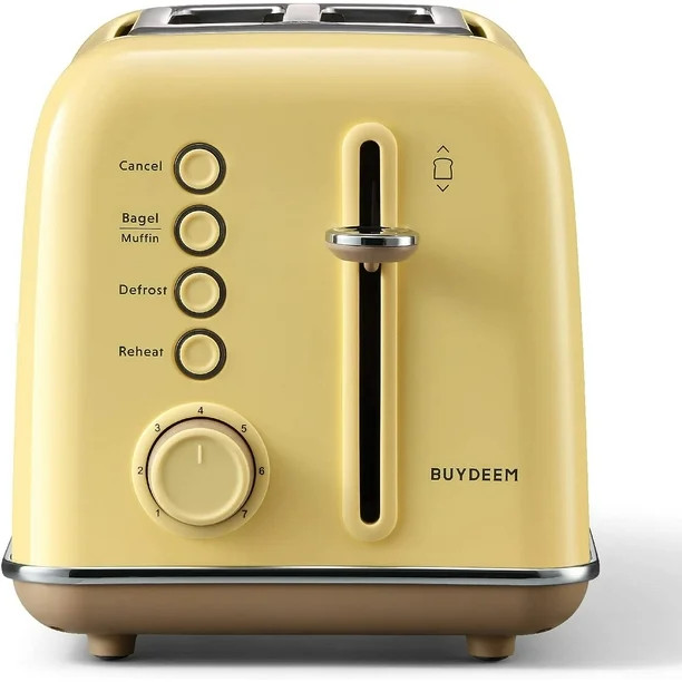 BUYDEEM DT620 2-Slice Toaster Extra Wide Slots Retro Stainless Steel Yellow - Walmart.com | Walmart (US)