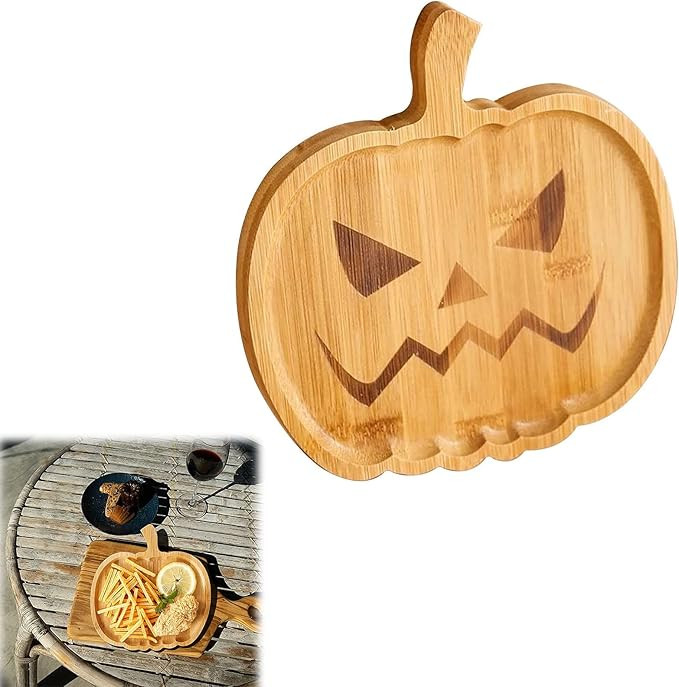 Halloween Pumpkin Wooden Appetizers Board, Shaped Plate, Bamboo Cheese Board Charcuterie Platter ... | Amazon (US)