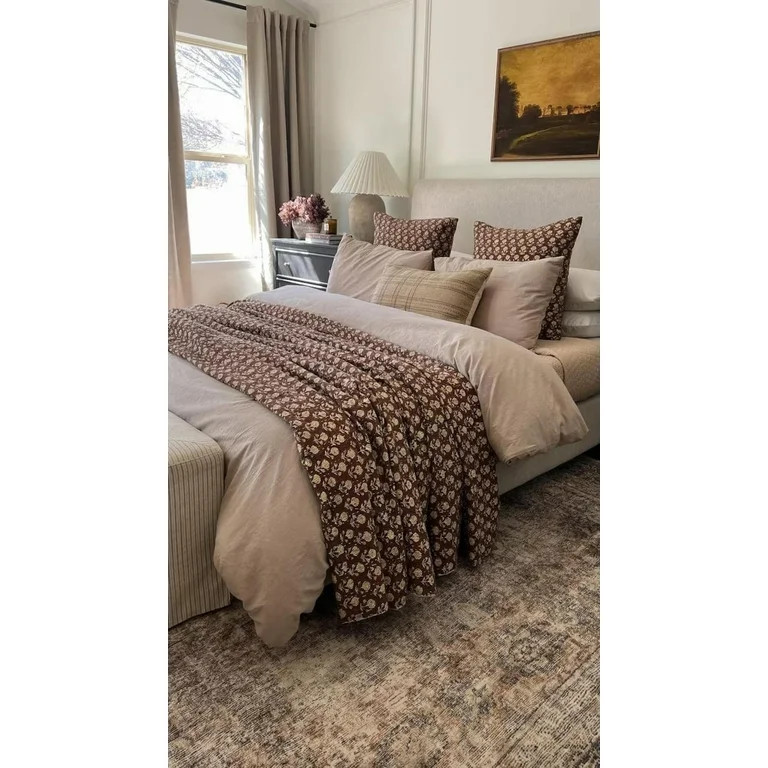 A And E Textiles House Brown Indian Block Print Kantha Quilt - Handmade, Cozy Throw Blanket | Walmart (US)