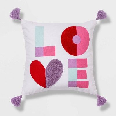 Love' Valentine’s Day Square Throw Pillow White - Spritz™ | Target