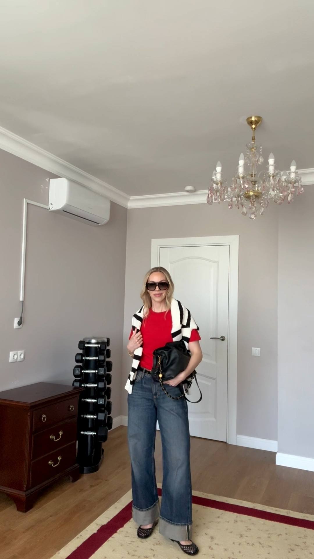 Casual spring outfit, red tee, @Zara cuffed baggy jeans, jelly shoes, Loewe Flamenco bag

#LTKgrwm #LTKOver40 #LTKSeasonal