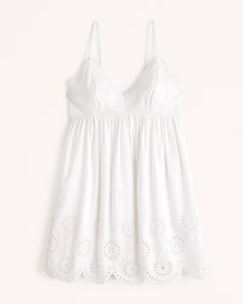 Eyelet Poplin Mini Dress | Abercrombie & Fitch (US)