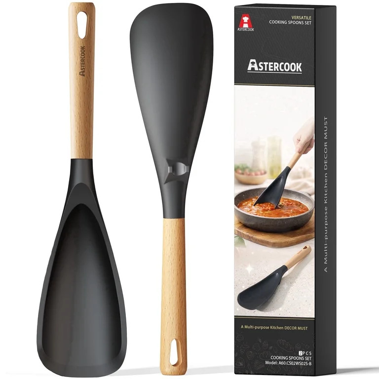 Astercook 2 Pack Silicone Cooking Spoons for Nonstick Cookware, Heat Resistant BPA-Free Spatula S... | Walmart (US)