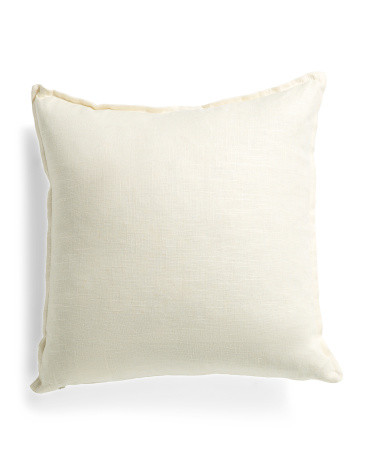 Made In Usa Linen Blend Luxe Leather Filled Mini Flange Pillow | TJ Maxx