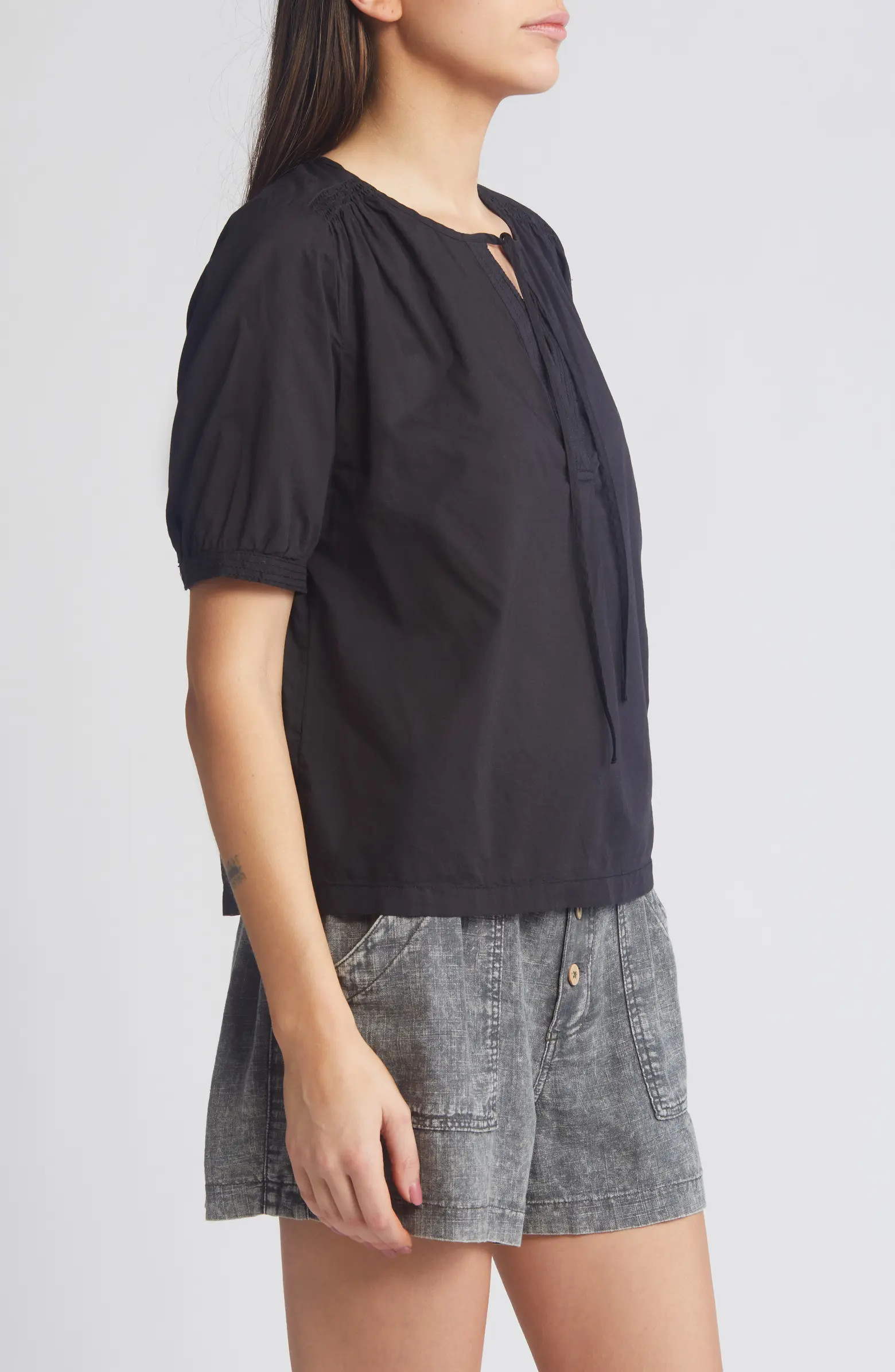 Tie Neck Cotton Top | Nordstrom