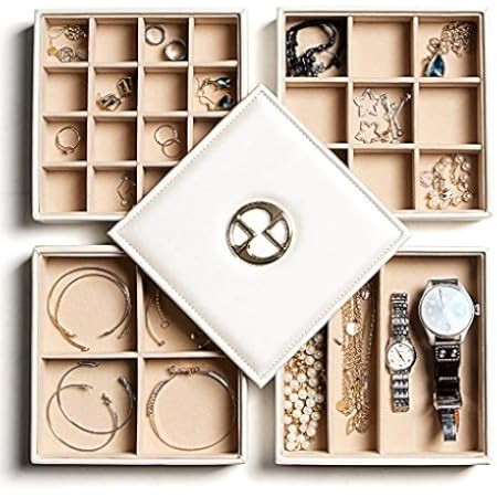 Frebeauty Stackable Velvet Jewelry Organizer Trays for Drawers Inserts Jewelry Storage Tray Display  | Amazon (US)