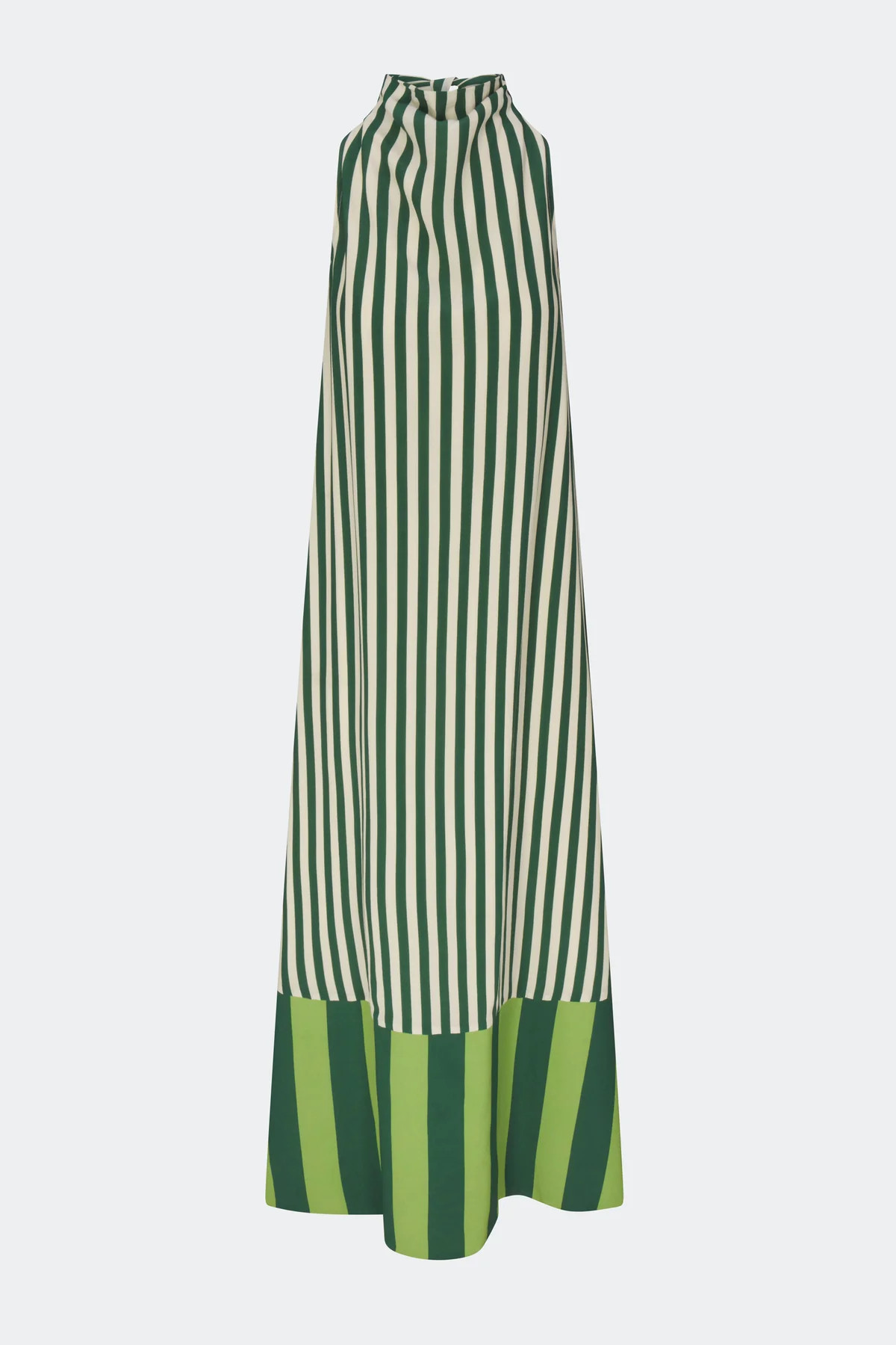 Mona Crepe Dress in Green Stripe Combo | Simon Miller