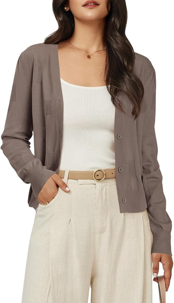 Arach&Cloz Cardigan Sweaters for Women 2024 Long Sleeve Lightweight Shrug Knit Sweater Tops Cozy ... | Amazon (US)